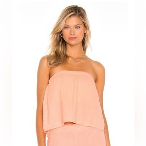 Bobi Beach Gauze Strapless Top - Red
